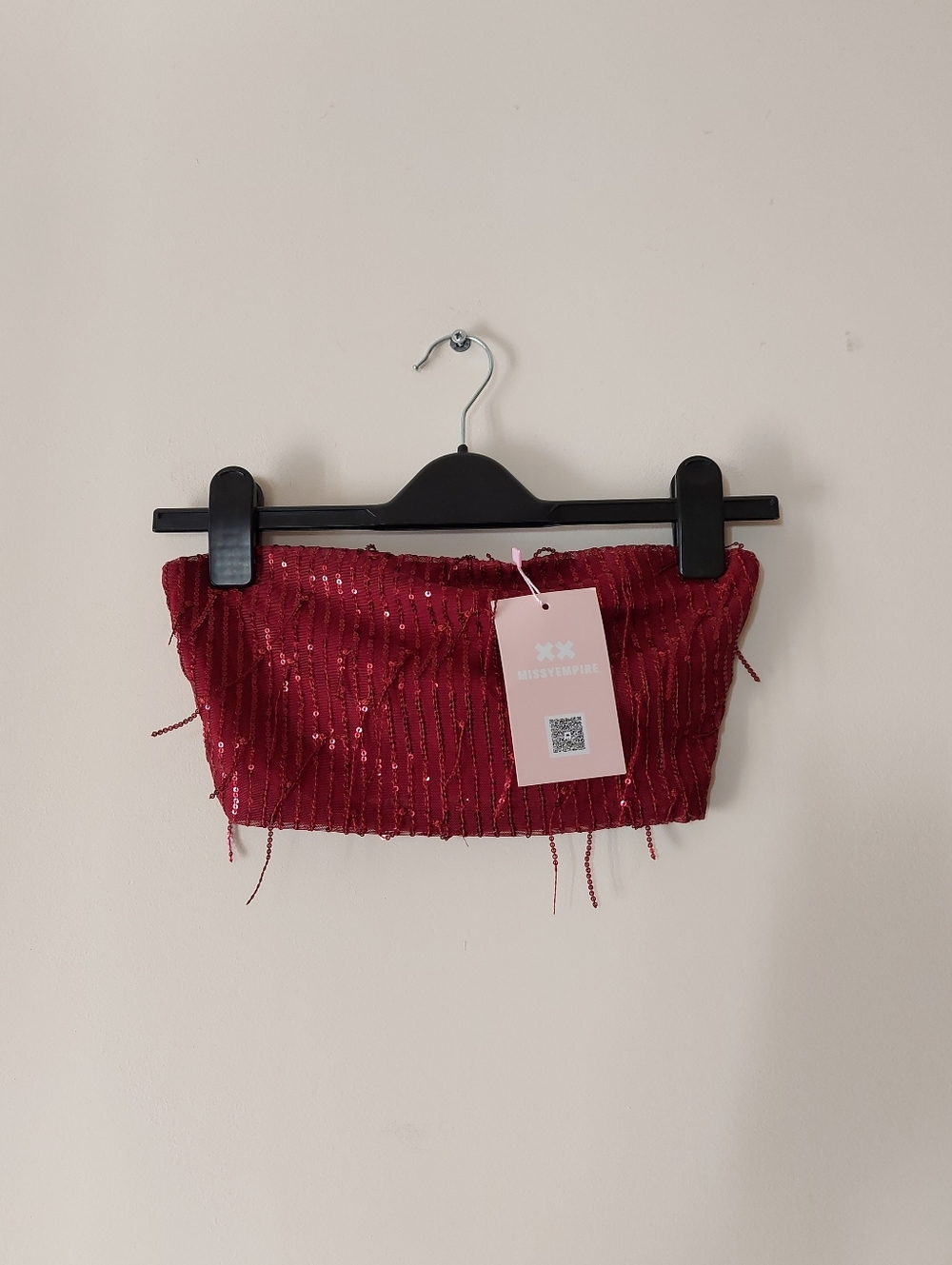 Missy Empire Sequin Bandeau Crop Top Size 4 (UK 8) (Cant Ship Until May 16th)
